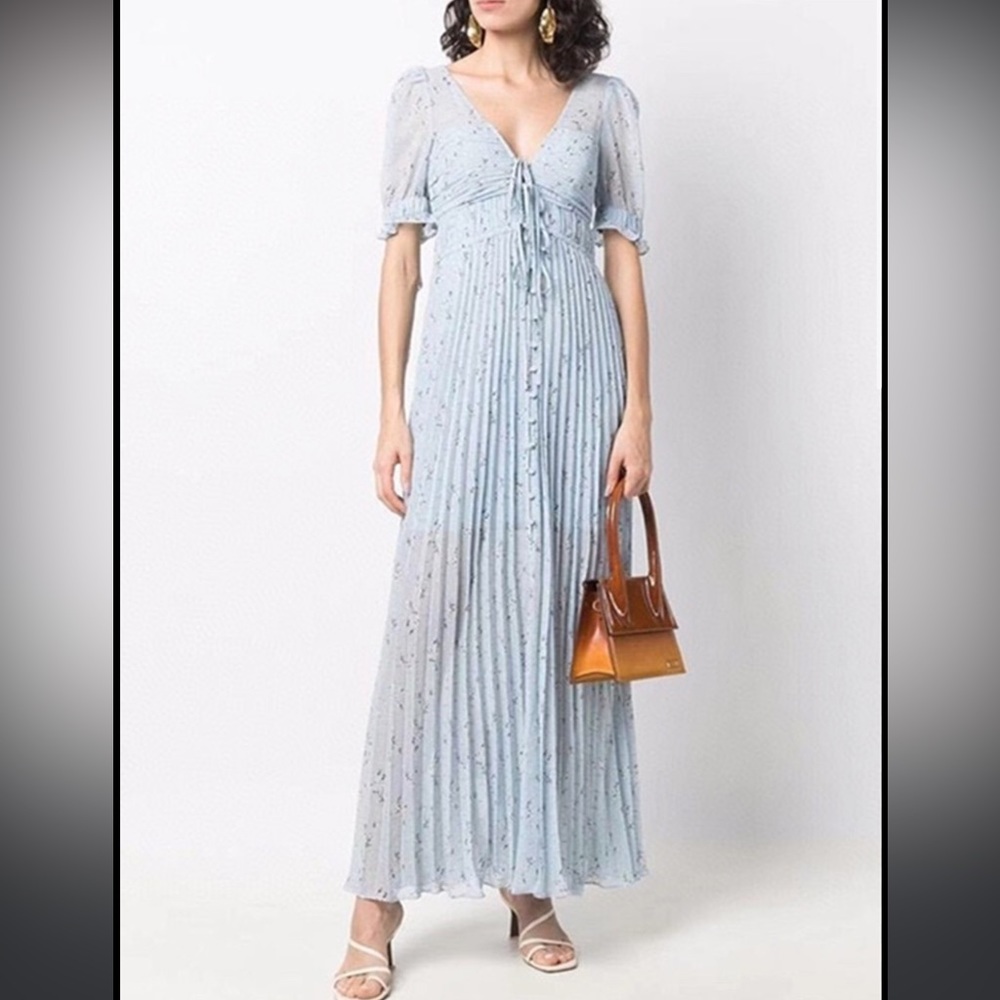 Self portrait floral print v neck maxi dress